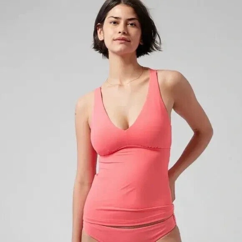 NWT! Athleta Coral Pink Plunge Tankini D-DD - Size Small🧜‍♀️